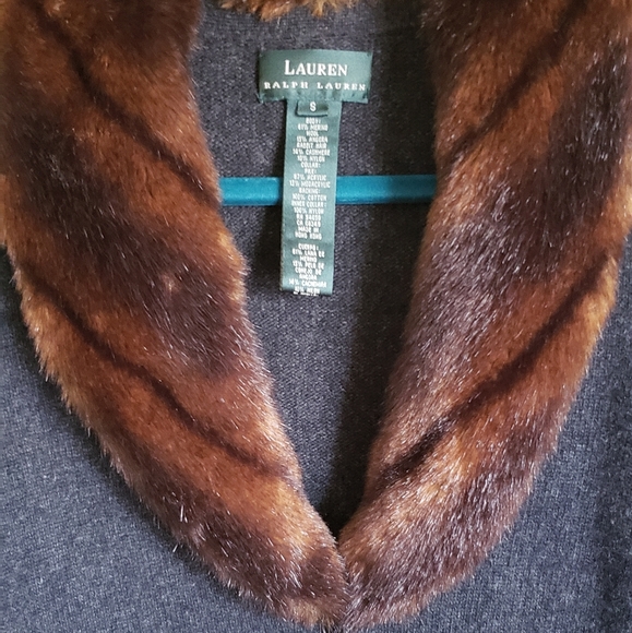 Vintage RALPH LAUREN fitted sweater with faux fur embellished collar - Picture 2 of 5